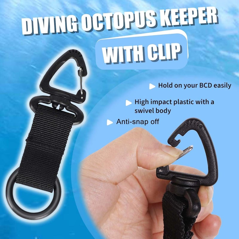 JUSTOOP Store Scuba Octopus Mouthpiece Holder,Silicone Octopus Holder for Scuba Diving 0cto Mouthpiece Keeper for 2nd Stage Regulator Octopus Retainer with Spring Clip,2 PCS,Green/Yellow - Image 3